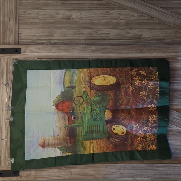 Large Beth O’Bryant John Deere Farm Tractor Decor Garden Flag - Picture 4 of 4
